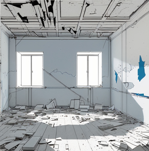 Inside of Queensland Home ready for Demolition, Asbestos is used in the walls and ceiling